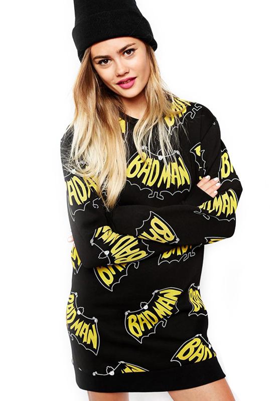 Romwe Badman Print Loose Sweatshirt