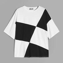 Romwe Guys Drop Shoulder Two Tone T-shirt