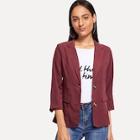 Romwe 3/4 Sleeve Solid Blazer