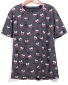 Romwe Ripped Mickey Print T-shirt