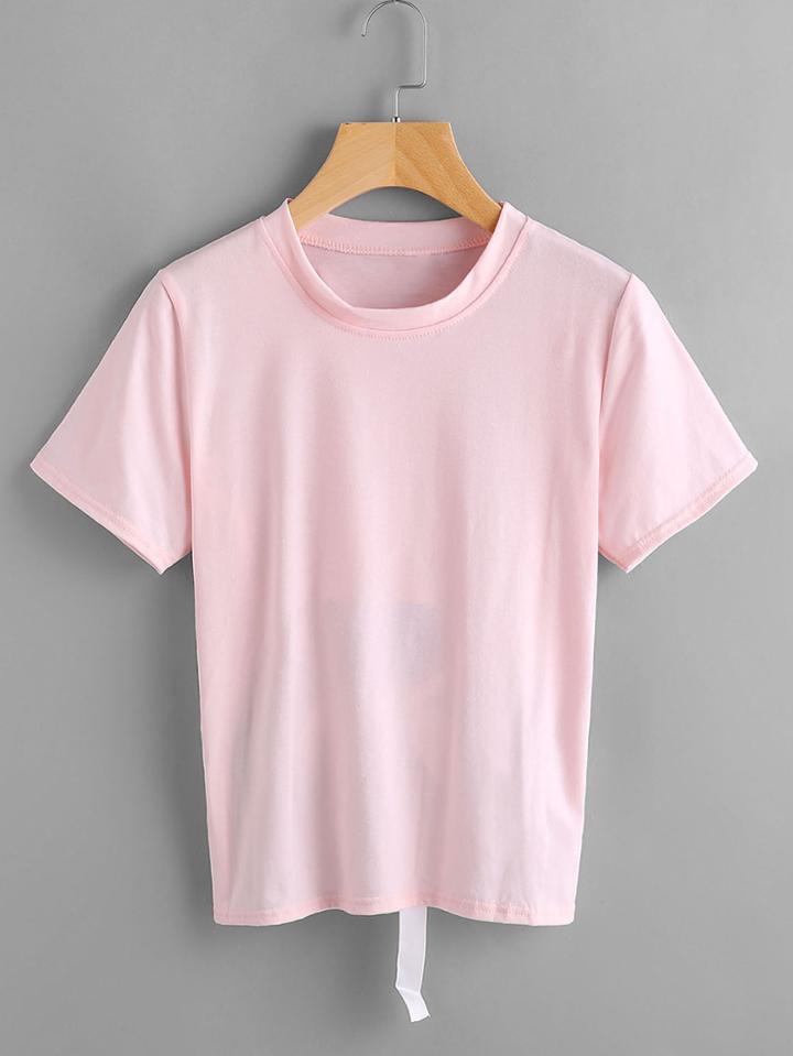 Romwe Bow Tie Back Tee