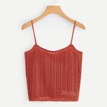 Romwe Solid Eyelet Crop Cami Top