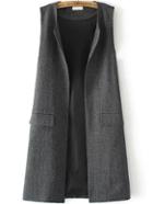 Romwe Slit Pockets Grey Vest