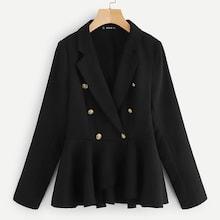 Romwe Double Breasted Wrap Notch Neck Coat