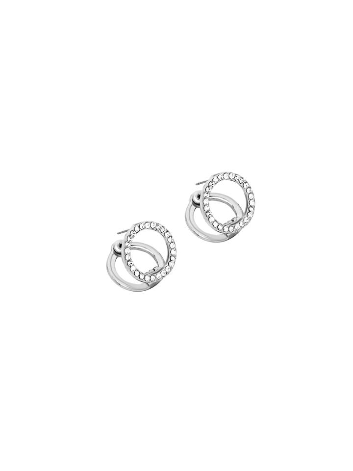 Romwe Silver Rhinestone Ring Dual Studs