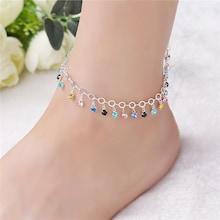 Romwe Mixed Rhinestone Charm Chain Anklet