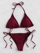 Romwe Laser Cut Triangle Bikini Set