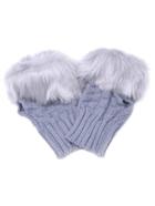 Romwe Light Grey Fingerless Design Fur Cuff Knittted Gloves