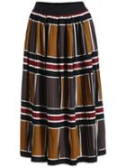 Romwe Striped Pleated Elastic Waist Skirt