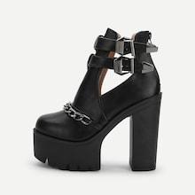 Romwe Chain Decorated Platform Heels