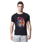 Romwe Guys Colorful Lion Face Print Tee