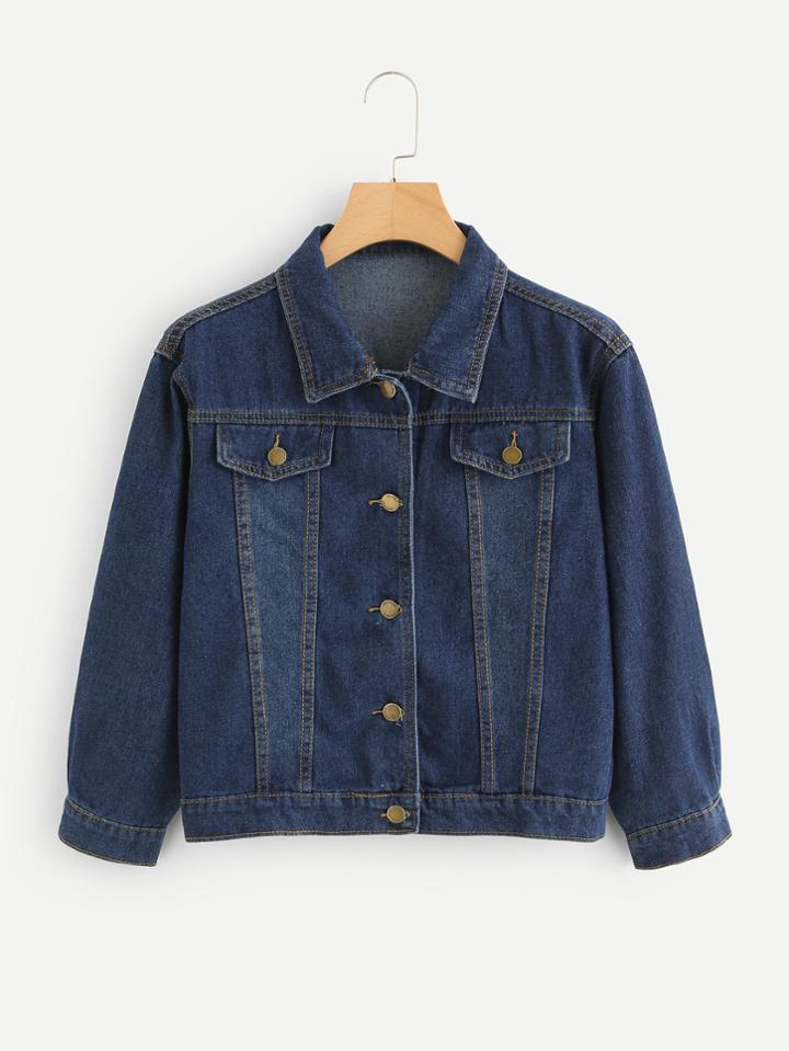 Romwe Slogan Print Back Denim Jacket