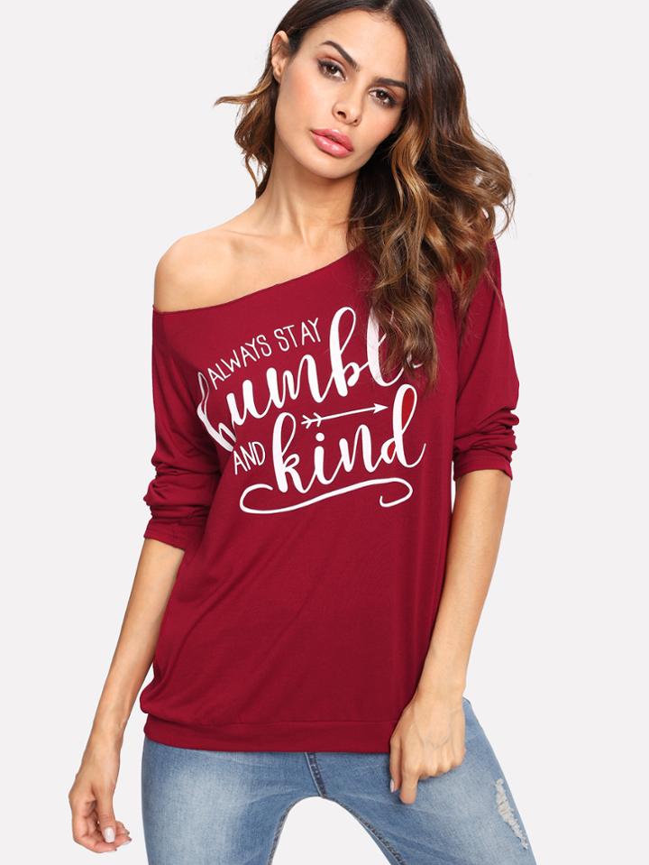 Romwe Letter Print Raglan Sleeve Tee