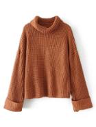 Romwe Turtleneck Waffle Knit Sweater