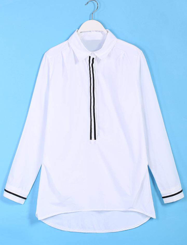 Romwe Lapel Dipped Hem Loose Blouse