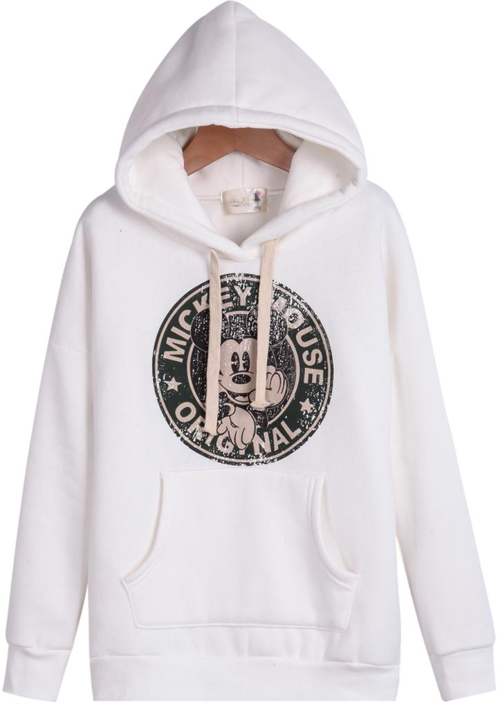 Romwe Hooded Mickey Print Sweatshirt