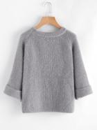 Romwe Cuffed Raglan Sleeve Sweater