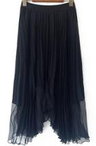 Romwe Elastic Waist Pleated Asymmetrical Black Skirt