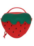 Romwe Red Strawberry Zipper Mini Bag
