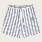 Romwe Guys Drawstring Waist Patched Detail Striped Shorts