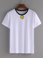 Romwe Jingle Bell Choker Print T-shirt - White