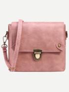 Romwe Pink Faux Leather Pushlock Crossbody Bag