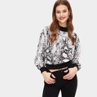 Romwe Snake Print Crop Sweatshirt
