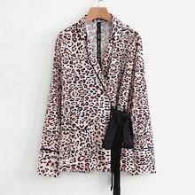 Romwe Leopard Print Tie Side Blazer