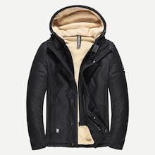 Romwe Men Fleece Lined Solid Detachable Hooded Coat