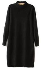 Romwe High Neck Straight Black Sweater Dress