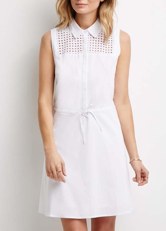 Romwe Lapel Hollow Shirt Dress