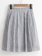 Romwe Elastic Waist Pinstripe Skirt