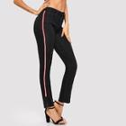 Romwe Contrast Tape Side Split Jeans