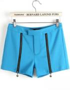 Romwe Blue Zipper Straight Shorts