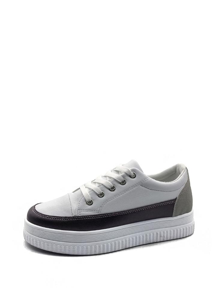 Romwe Lace Up Flatform Sneakers