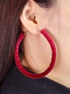 Romwe Red Plush Round Earrings For Women