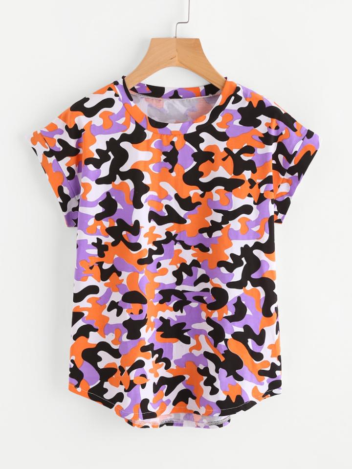 Romwe Camo Print Tee