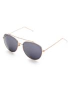 Romwe Gold Frame Grey Lens Double Bridge Sunglasses