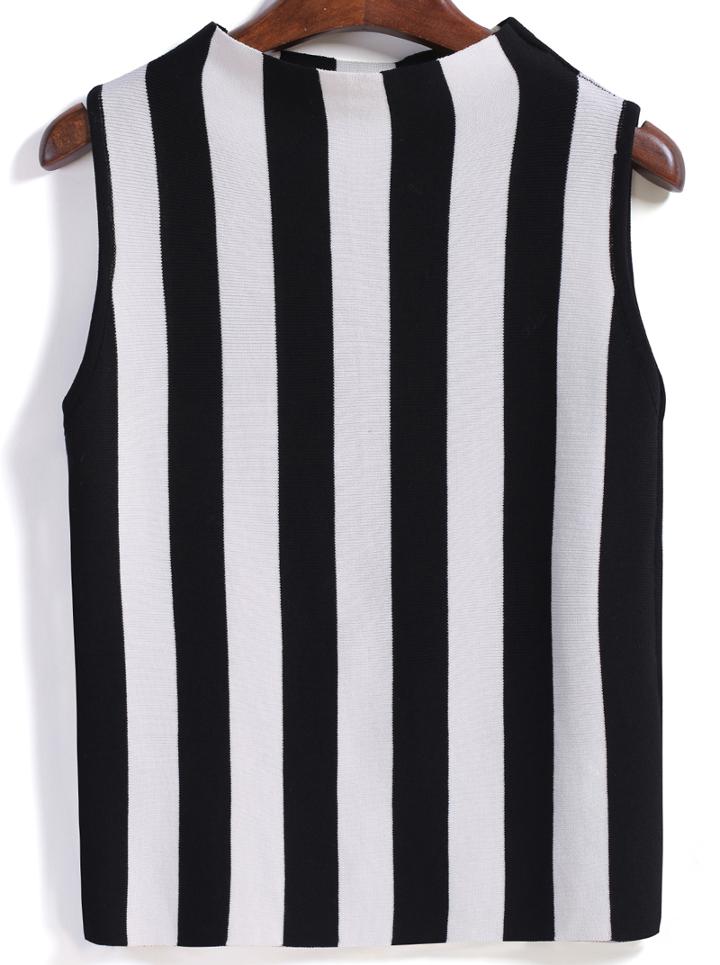 Romwe Vertical Striped Slim Vest