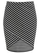 Romwe Striped Asymmetrical Wraped Skirt