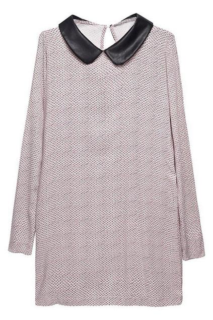 Romwe Romwe Pu Panel Floral Print Loose Dress