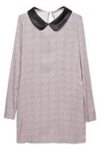 Romwe Romwe Pu Panel Floral Print Loose Dress