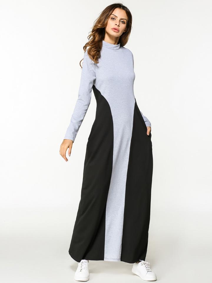 Romwe Cut And Sew Full Length Dress