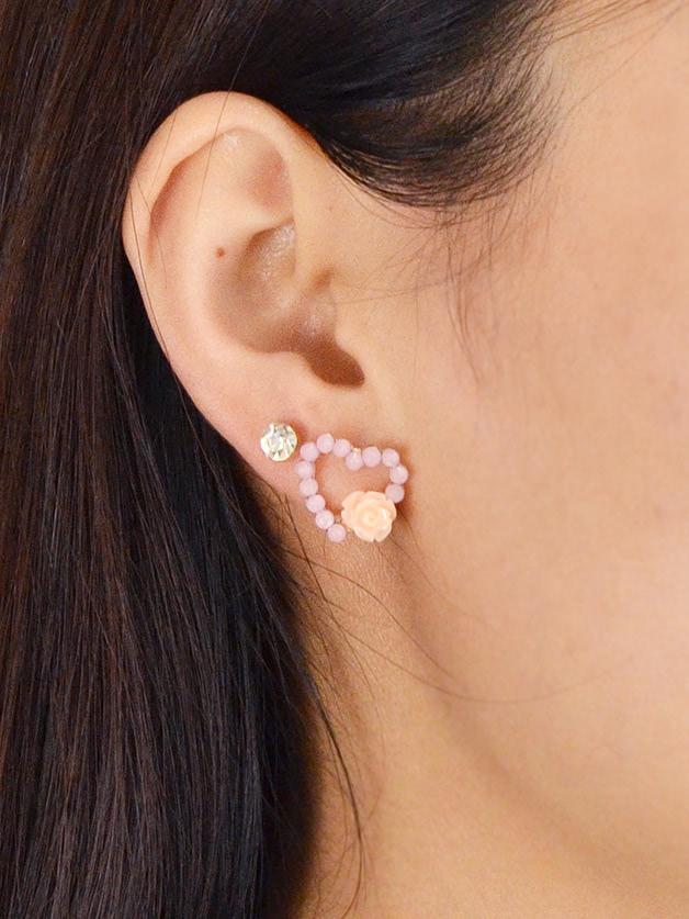 Romwe Flower Rhinestone Ear Nail Set