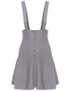 Romwe Strap Buttons Flare Grey Dress