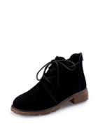 Romwe Lace Up Pu Ankle Boots