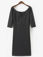 Romwe Ruched Detail Off The Shoulder Dress