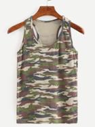 Romwe Camouflage Racerback Tank Top - Olive Green