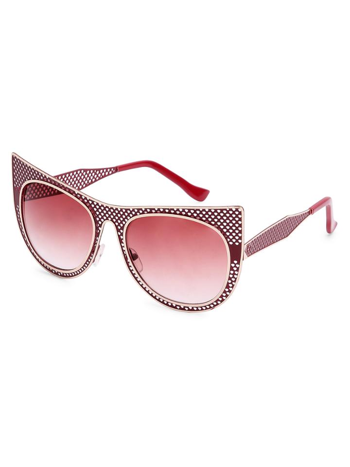 Romwe Red Vintage Hollow Out Frame Cat Eye Sunglasses