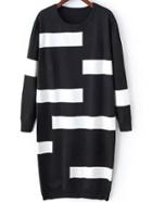 Romwe Color-block Striped Sweater Dress